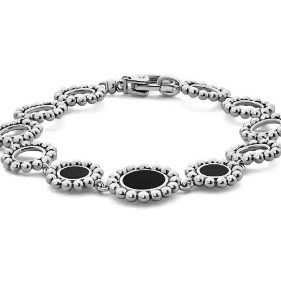 LAGOS Maya Black Onyx Caviar Link Bracelet in Sterling Silver - 7.5 Inches - Picture 4 of 9